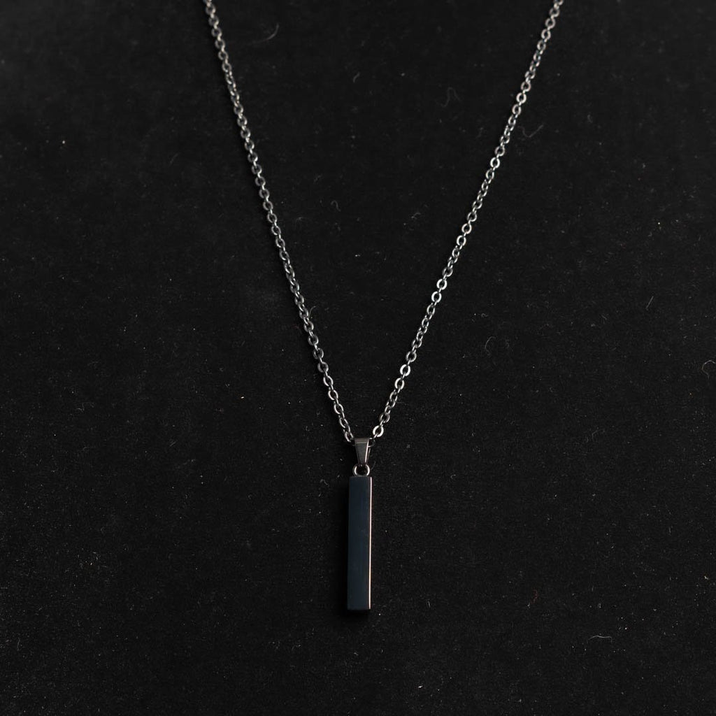 Bar Pendant Necklace | Black - Aurelia Sky