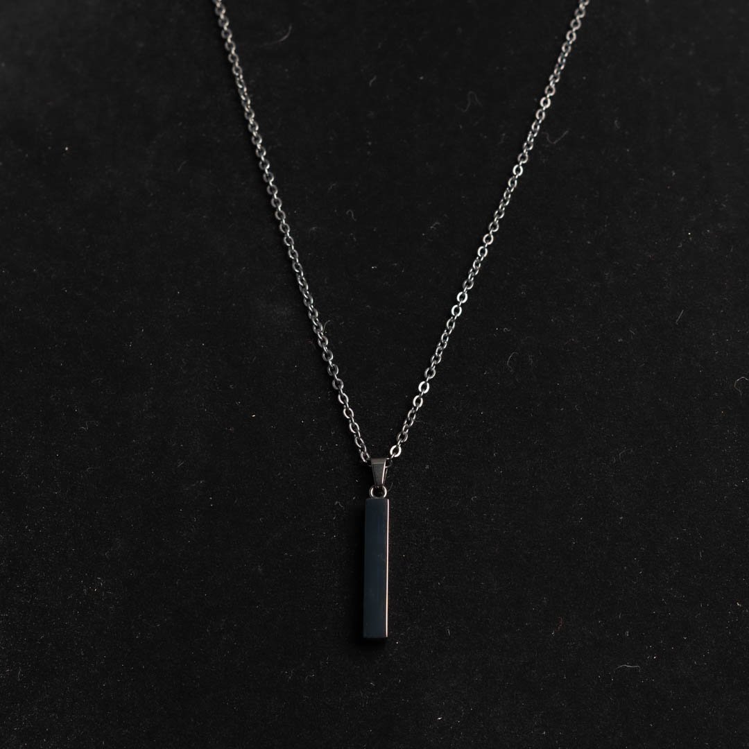 Bar Pendant Necklace | Black - Aurelia Sky