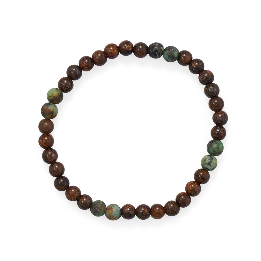 Bronzite and African Turquoise Stretch Bracelet - Aurelia Sky