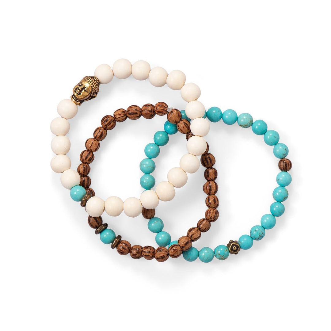 Buddha Stretch Bracelet Set - Aurelia Sky