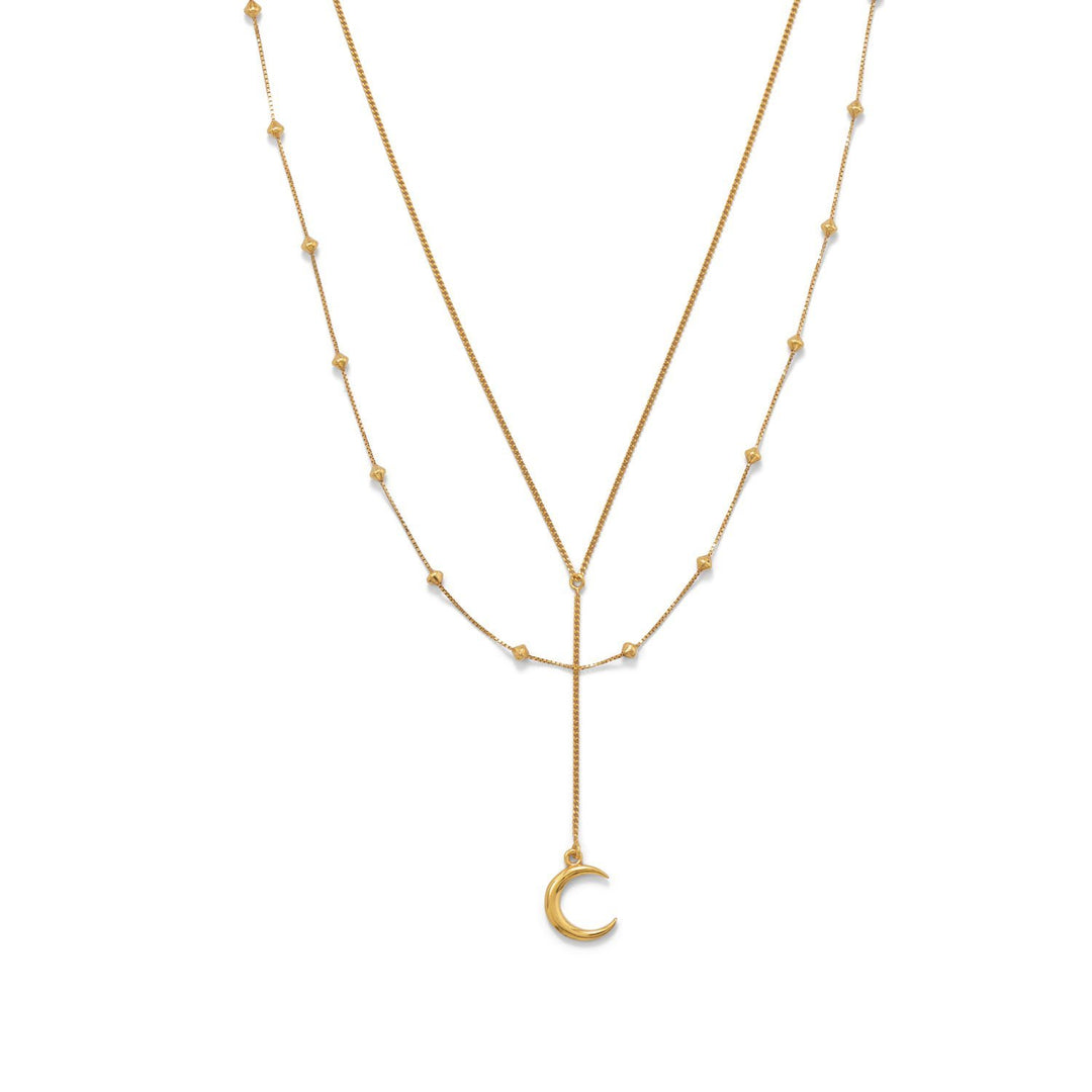 Crescent Moon Layered Gold Necklace - Aurelia Sky