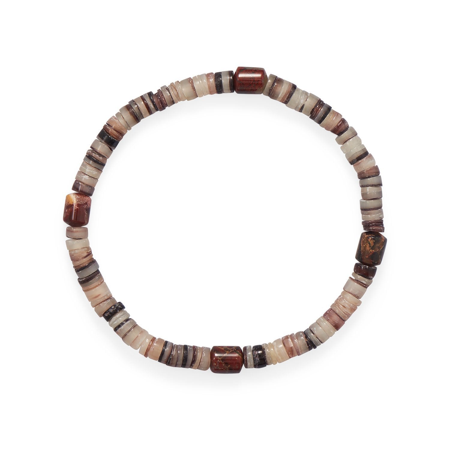 Heishi Shell and Jasper Stetch Bracelet - Aurelia Sky