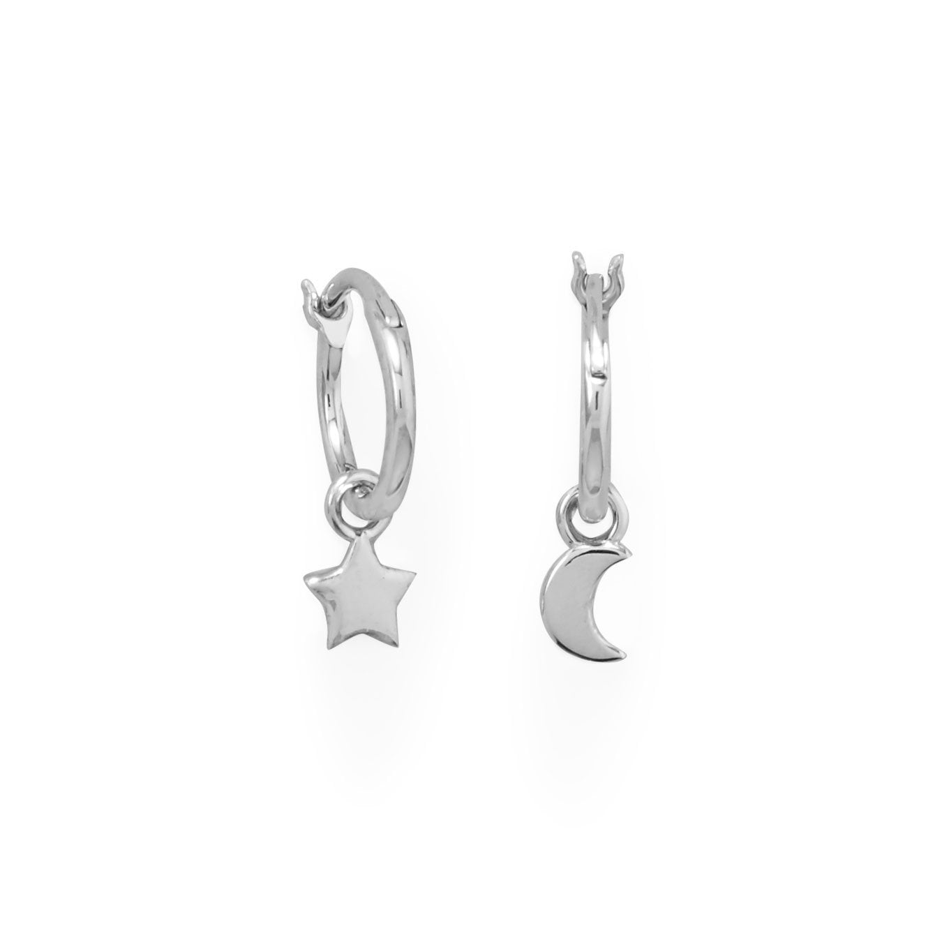 Moon and Star Charm Hoop Earrings - Aurelia Sky