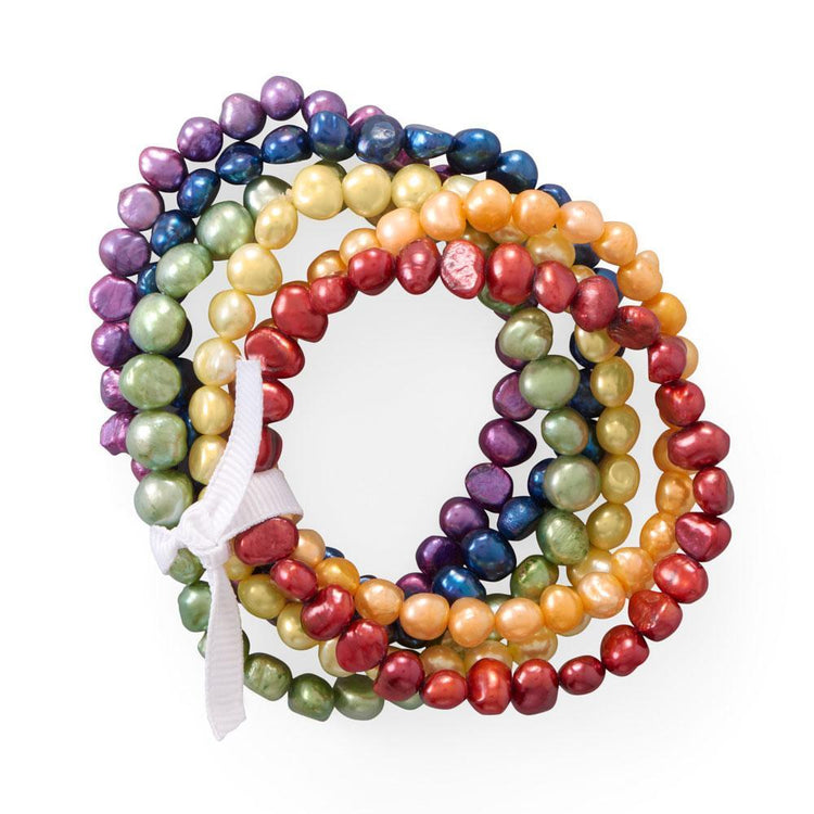 Rainbow Cultured Freshwater Pearl Bracelet Set - Aurelia Sky