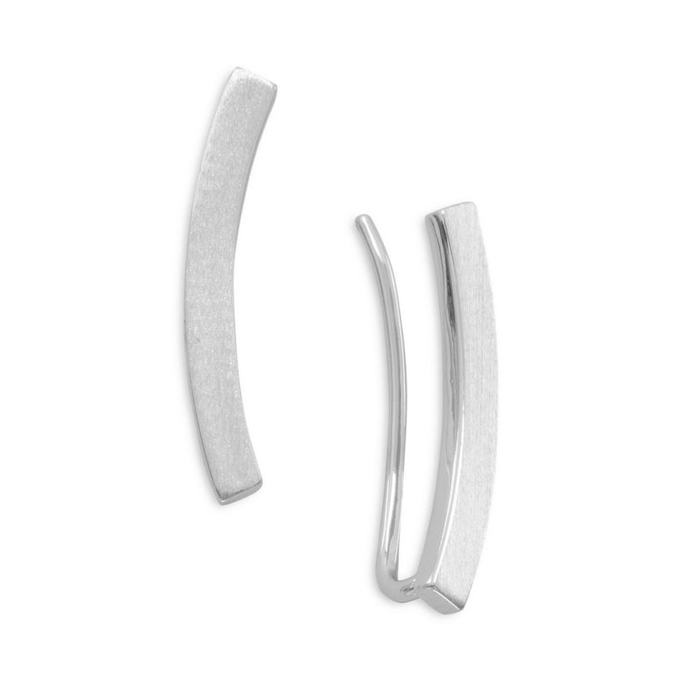 Rhodium Plated Curved Bar Ear Climbers - Aurelia Sky