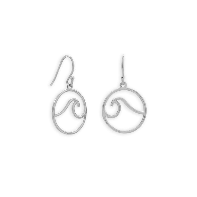 Rhodium Plated Wave Earrings - Aurelia Sky