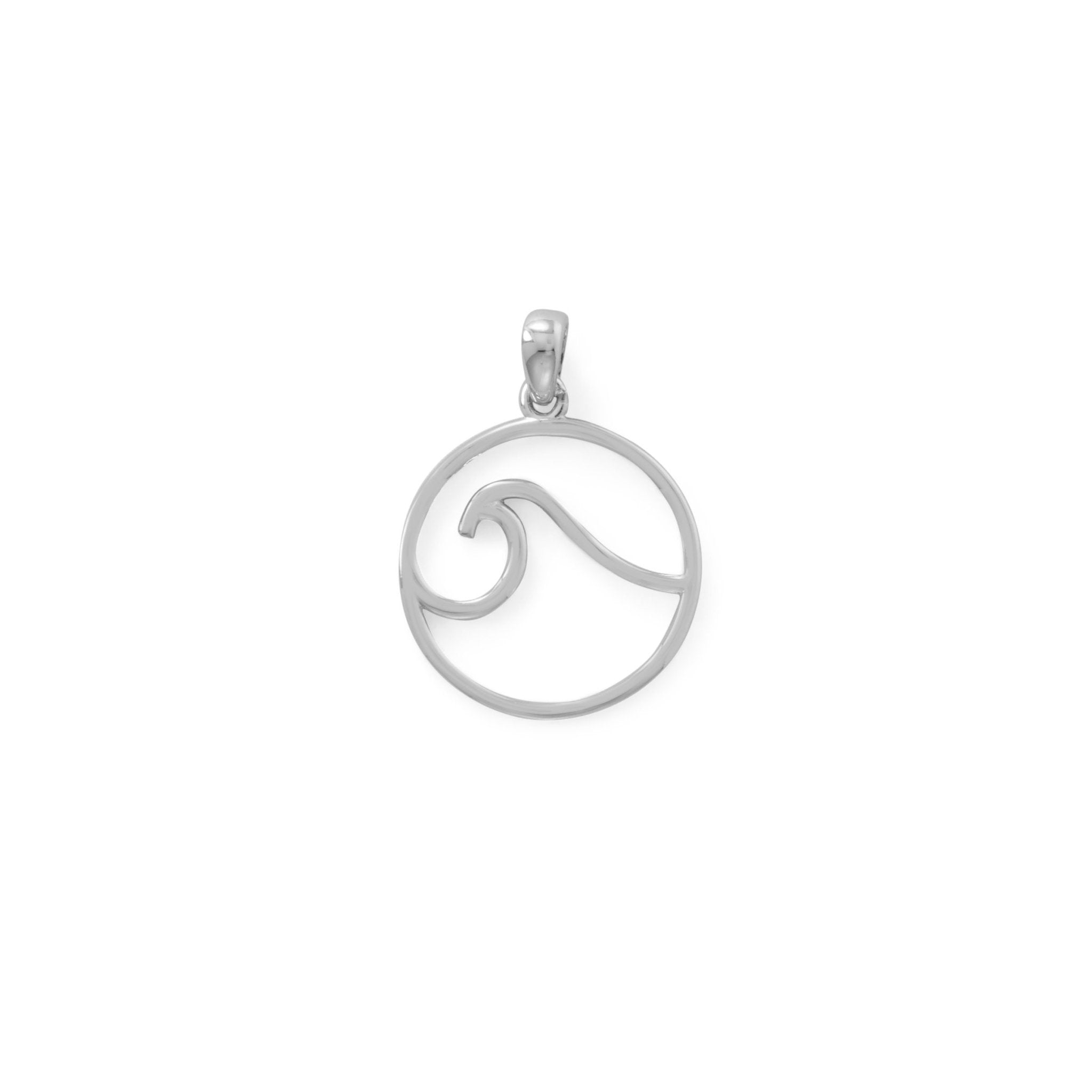 Rhodium Plated Wave Pendant Necklace - Aurelia Sky