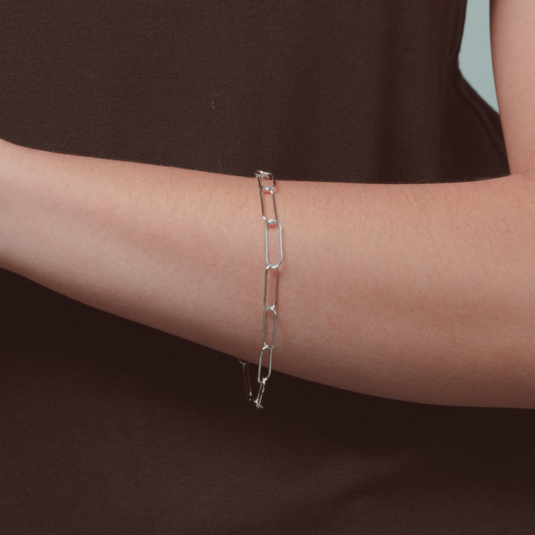 Rio Silver Paperclip Bracelet - Aurelia Sky