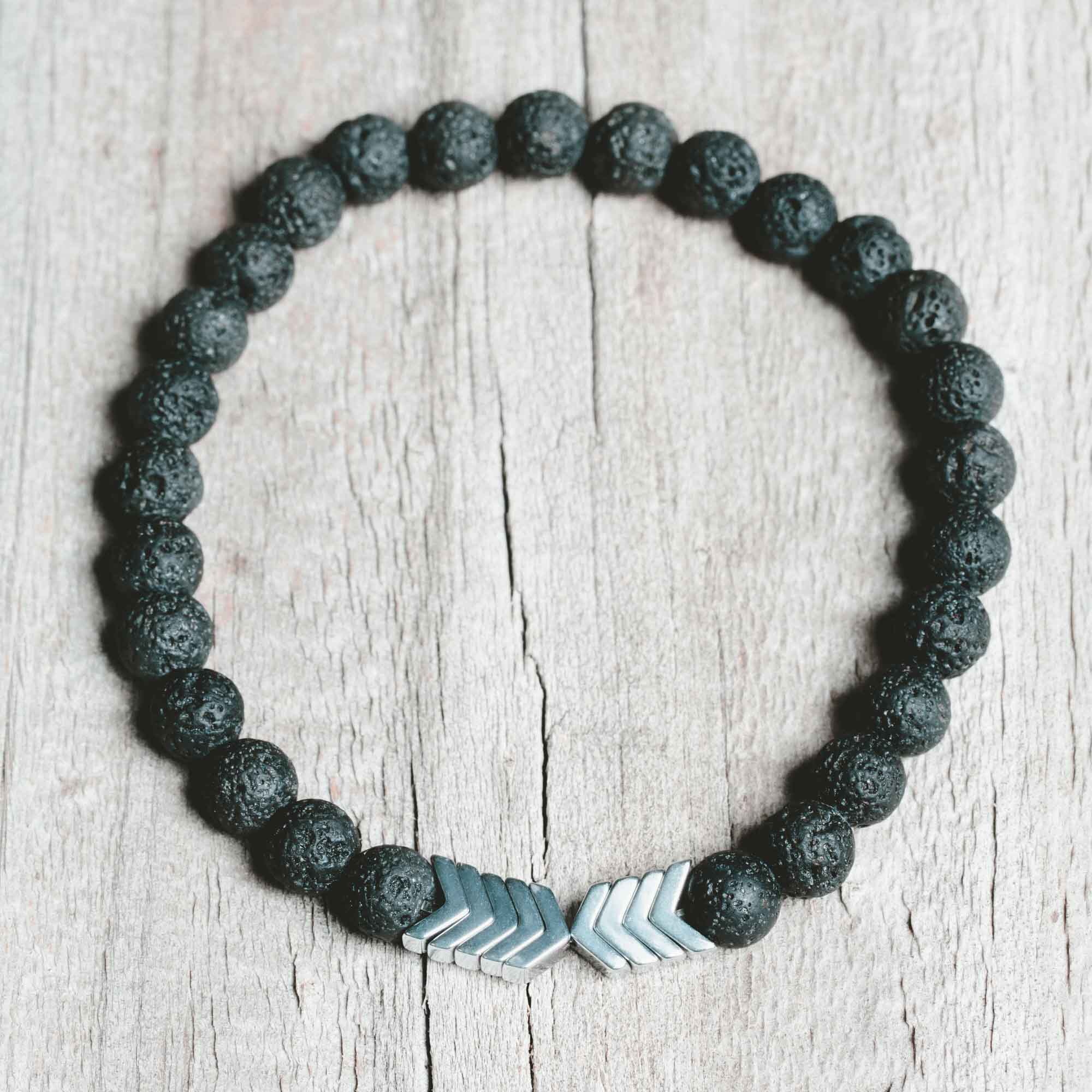 Sacred Arrow Lava Stone Essential Oil Diffuser Bracelet - Aurelia Sky