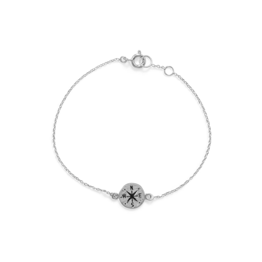 Silver Compass Bracelet - Aurelia Sky