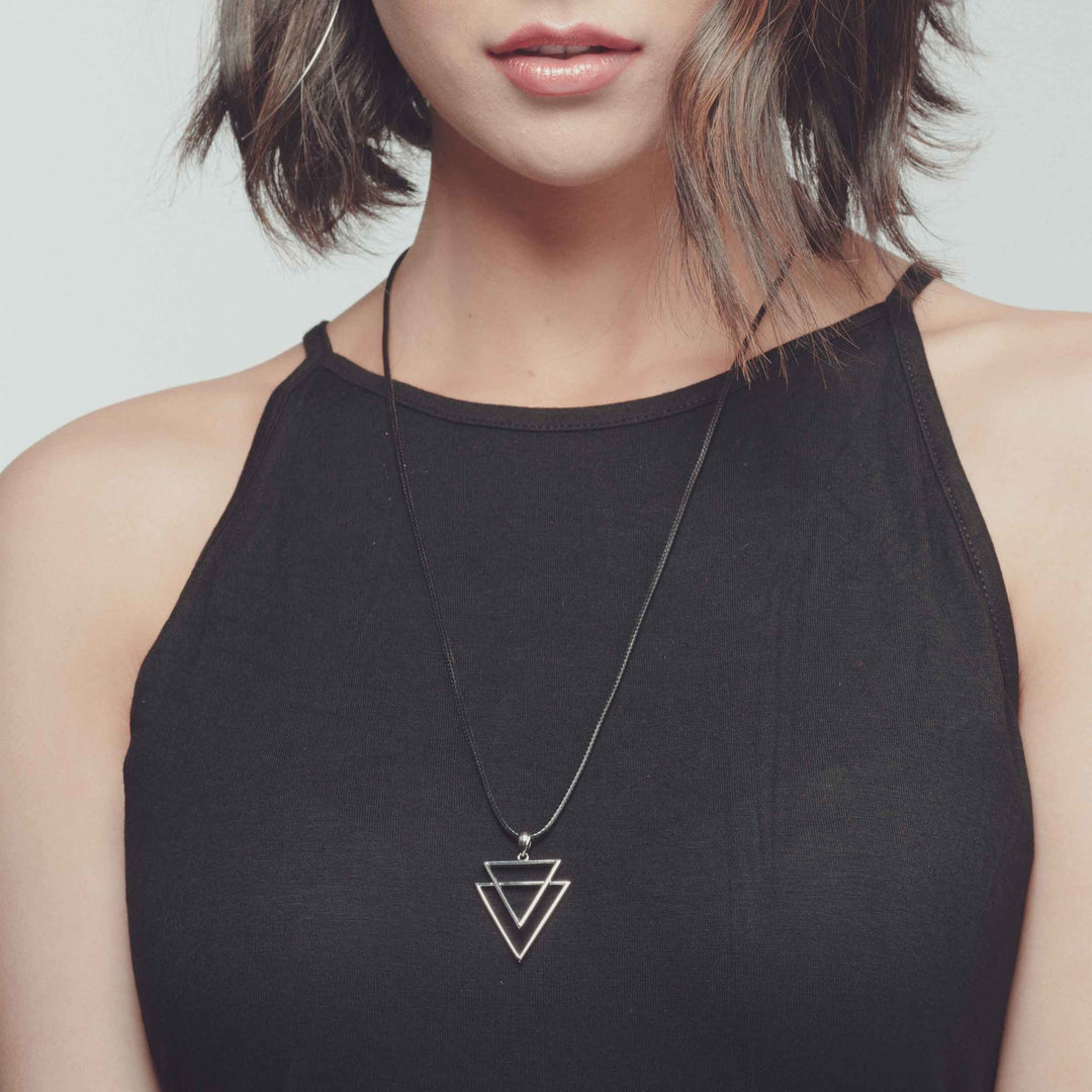 Silver Triangles Pendant Necklace - Aurelia Sky