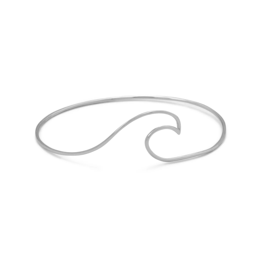 Silver Wave Bracelet | Rhodium Plated - Aurelia Sky