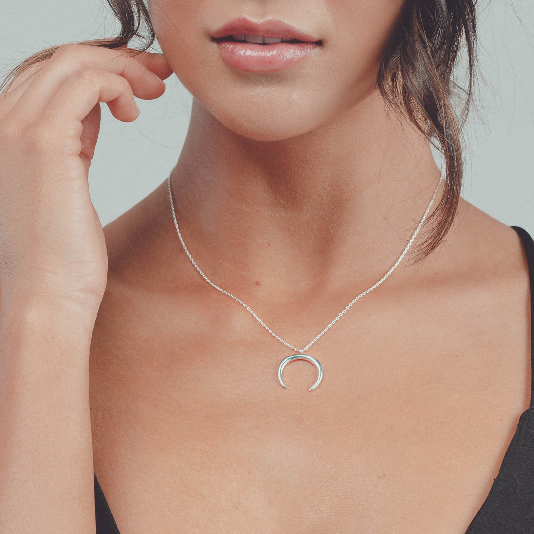 Sterling Silver Crescent Necklace - Aurelia Sky