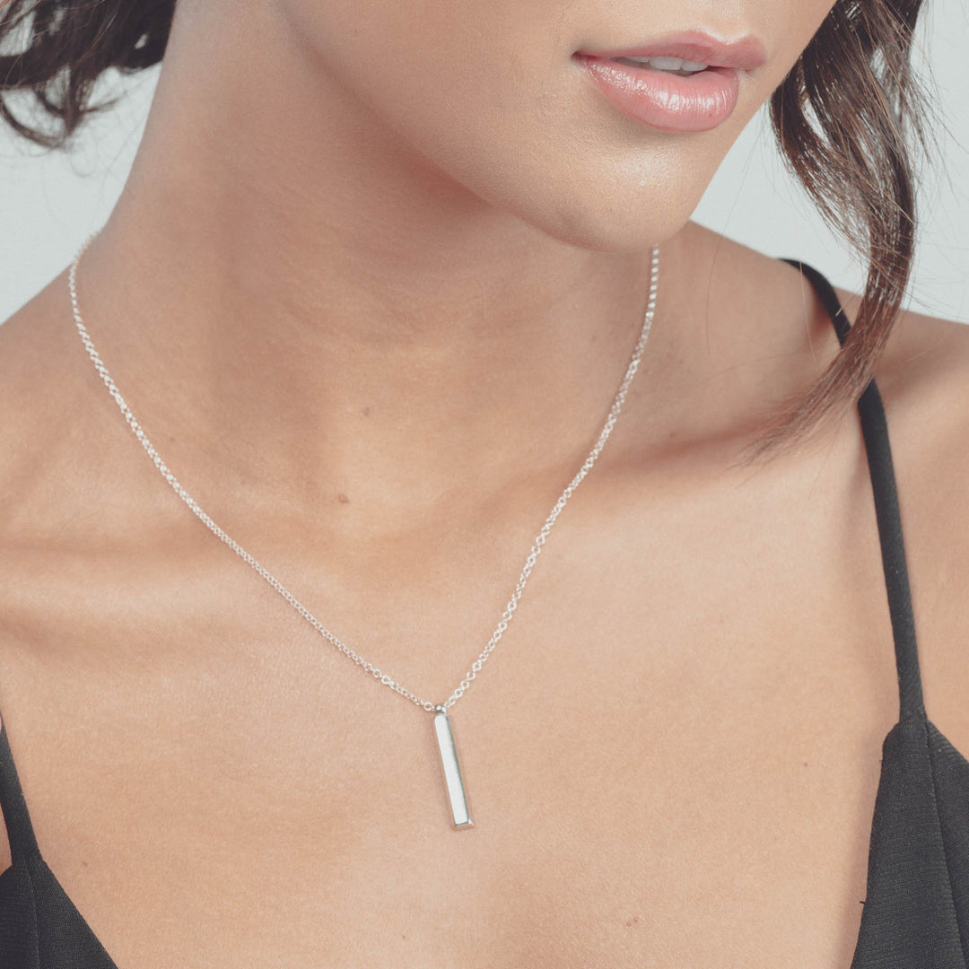 Sterling Silver Drop Bar Necklace - Aurelia Sky