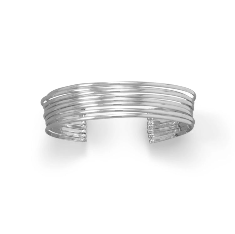 The Journey Silver Cuff Bracelet | Rhodium Plated - Aurelia Sky